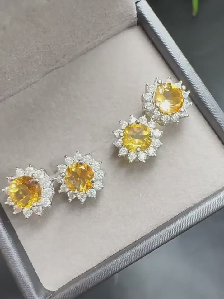 Natural Citrine Earrings - Sunflowers Thrive, Always Facing the Light