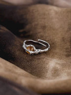 Natural Tiger Eye Stone Ring, Small Universe Saturn Open Ring