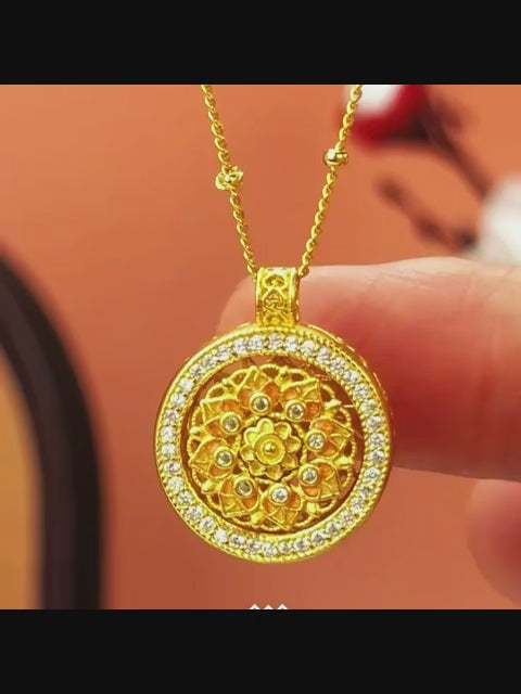 Rotating Lotus Necklace - Cycling Good Luck with Lasting Abundance and Joy