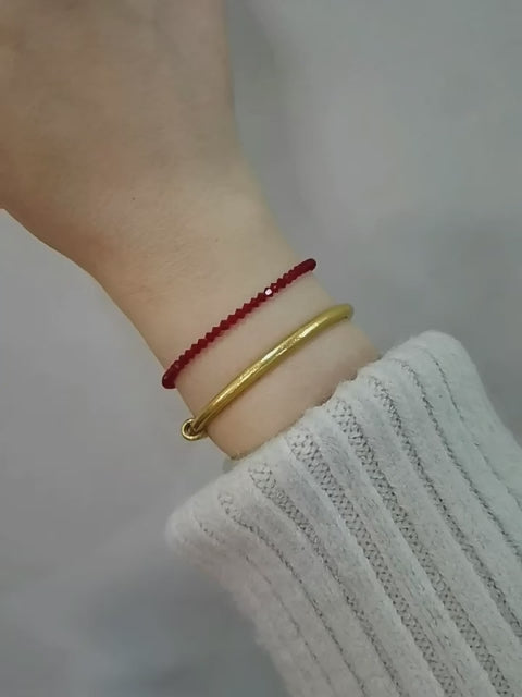 Natural Garnet Beaded Bracelet - Lucky Red String