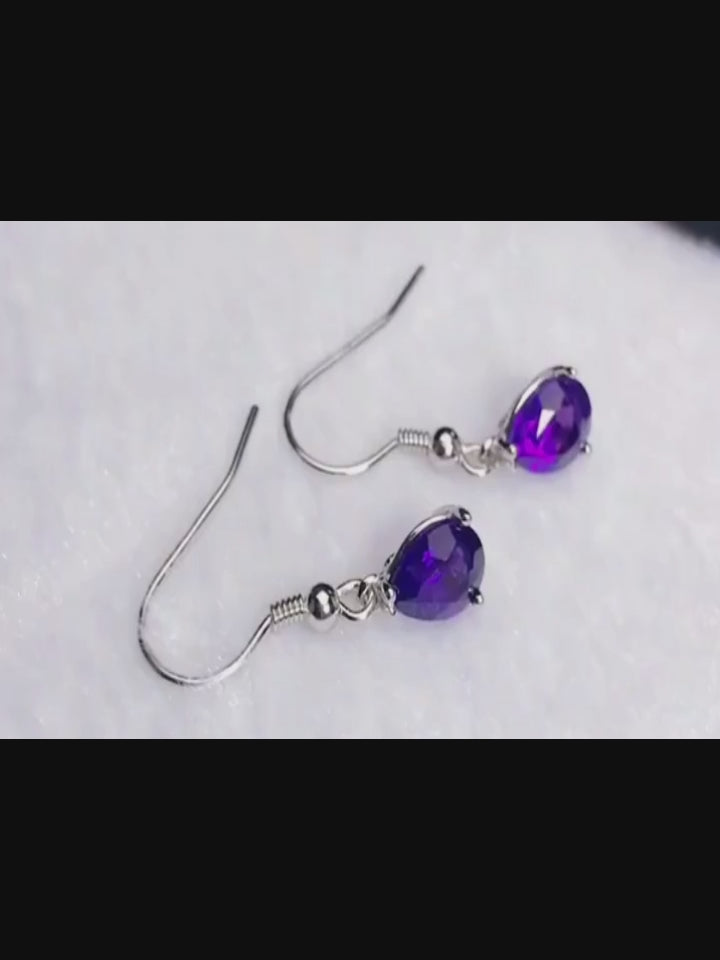 Teardrop Amethyst/Citrine Necklace/Ring/Earrings Jewelry Set, Wishing Gift for Friends