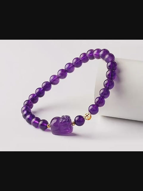 Purple Pi Xiu Coin Amethyst Bracelet - Doubling Your Good Luck
