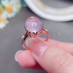 Oval Rose Quartz Crown Ring - Raise Your Love Vibration