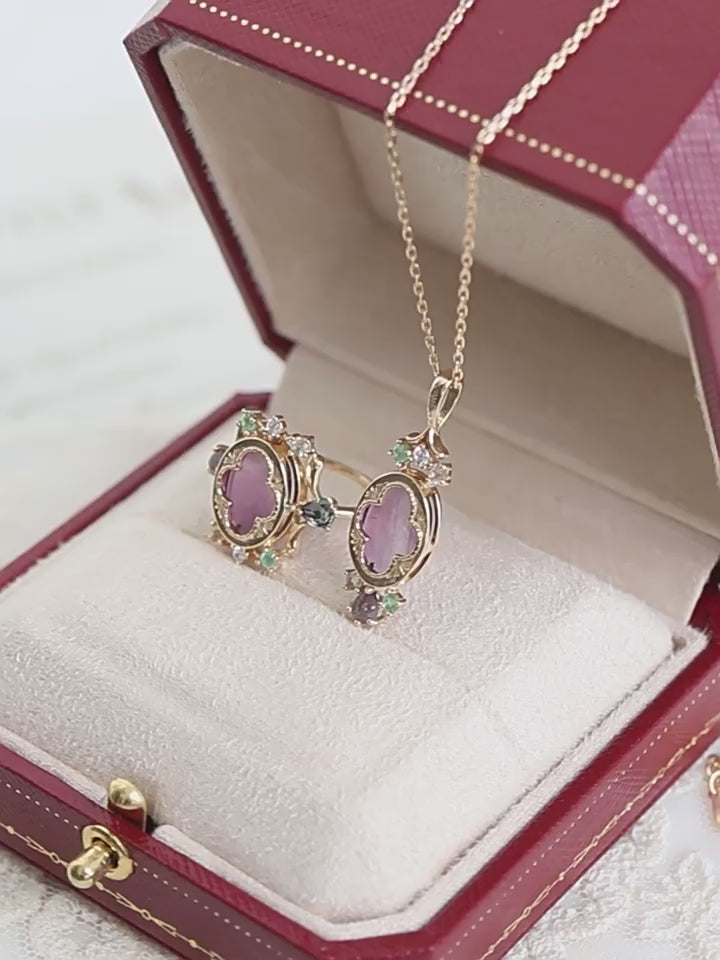 Amethyst Necklace & Ring Set - Attracts Supportive Connections