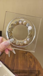Milk‑Tea Moonstone & Snow Phantom Quartz Bracelet - Strengthen Rational Thinking