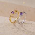 Bague en améthyste naturelle, pièce de monnaie de la fortune
