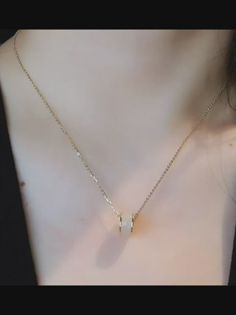 Elegant Hollow Hetian Jade Circle Necklace - Eternity & Perfection