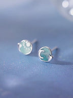 Asymmetric Day and Night Oil Painting S999 Earrings - Passion and Calm