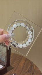 White Moonstone Clear Quartz & White Phantom Bracelet - Harmonize Energy Field