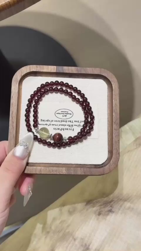 Garnet Multi‑Loop Bracelet-Wealth Manifestation Bold Breakthrough