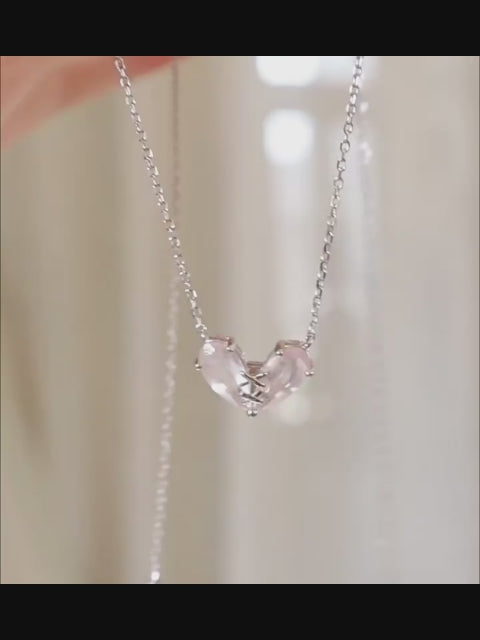 Collier Cœur en Quartz Rose - Guérir et Rétablir avec Amour