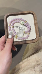 Kunzite & Clear Quartz Heart‑Shaped Fox Bracelet - Shield From Negative Energies