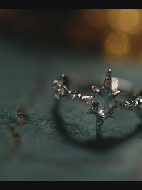 Bague Polaris Aqua Star – Bijou en cristal porte-bonheur