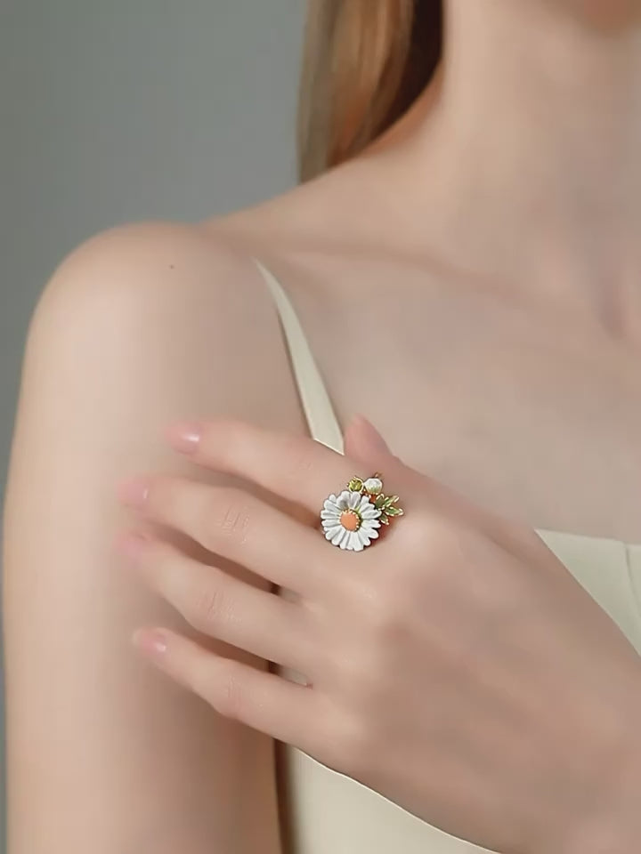 Bague Marguerite Naturaliste Printanière - Bague Innocence