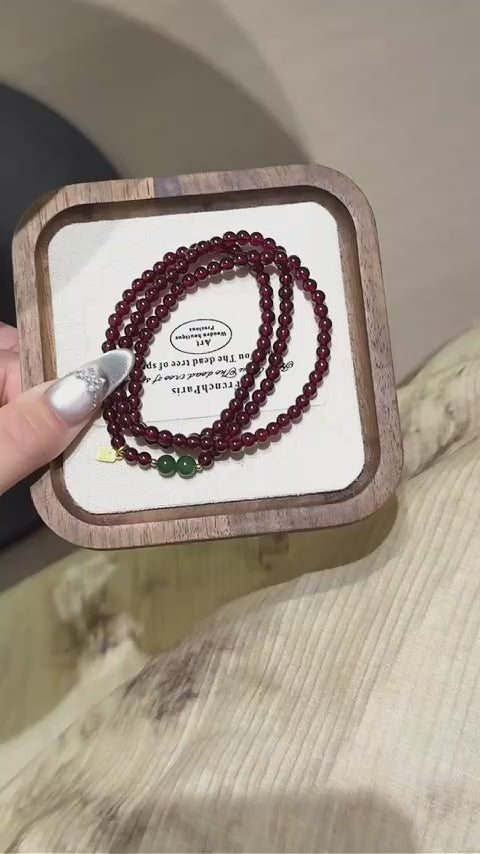 Garnet and Jadeite Multi Loop Bracelet-Boost Vitality Build Inner Confidence