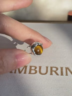 Natural Tiger Eye Stone Ring, Irregular Lucky Bean Girl Ring