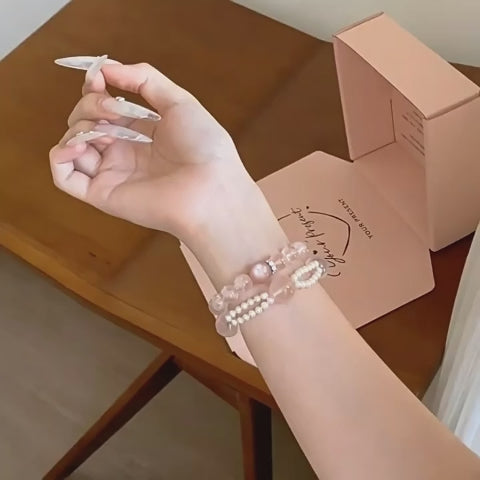 Bracelet de perles en cristal rose naturel – Attire de bonnes relations, l'amour et une aura douce