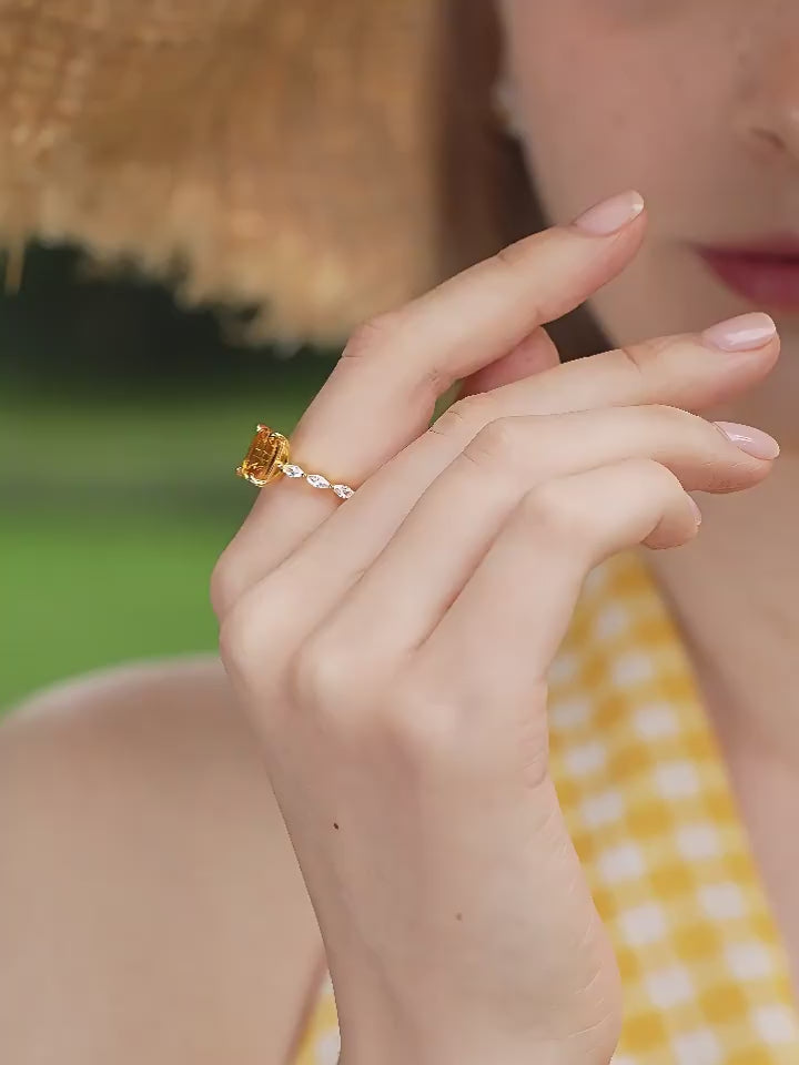 Bague en citrine naturelle ensoleillée attirant la richesse