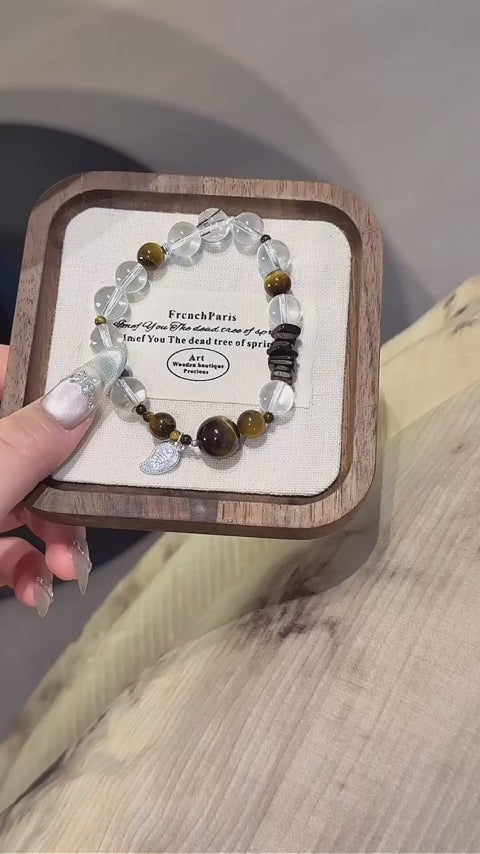 Yellow Tiger’s Eye & Clear Quartz Bracelet-Leadership Aura