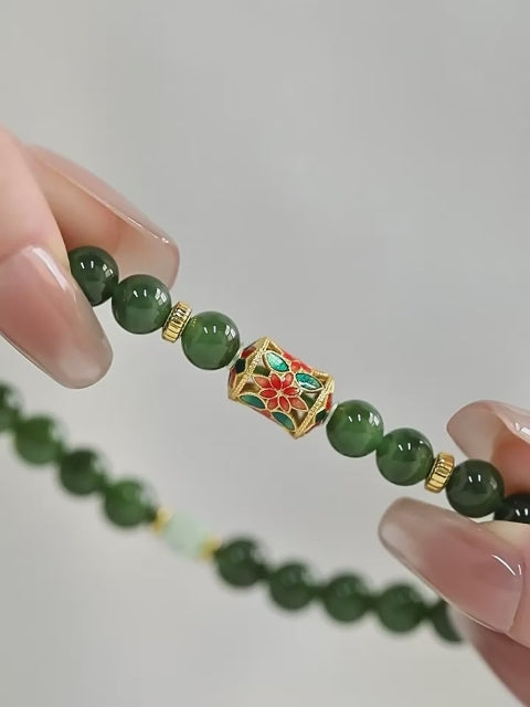Hetian Green Jade Bracelet, Lucky Elegant Jewelry Gift
