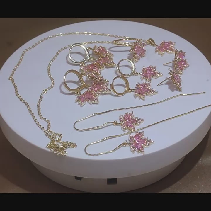 Rose Quartz Necklace Earrings Ring Jewelry Set - Embrace Self‑Love Energy