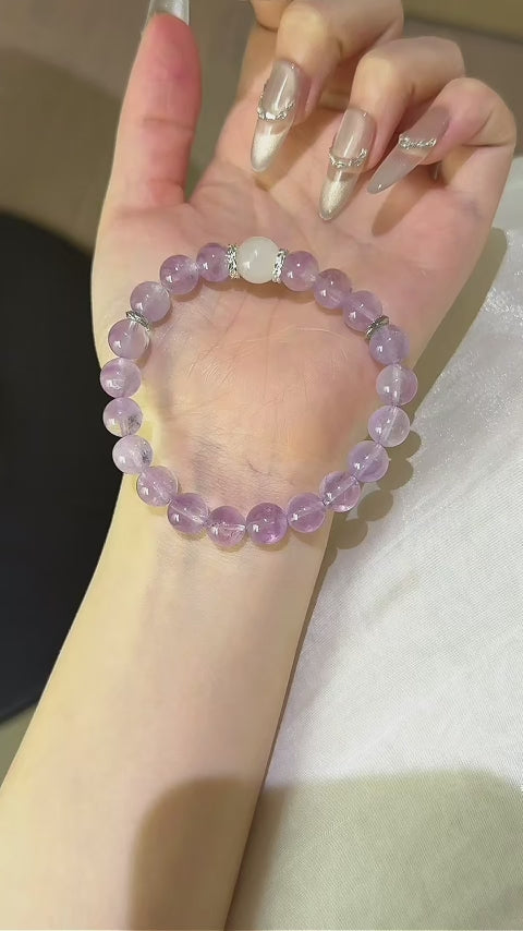 Amethyst & White Moonstone Bracelet - Harmonize Energy Field