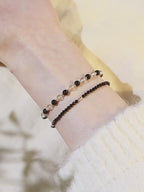 Obsidian, Black Onyx & Clear Quartz Stackable Bracelet - Protection & Balance