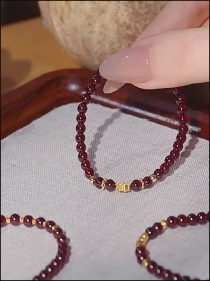 Natural Garnet Stackable Bracelet - Vitality & Warmth