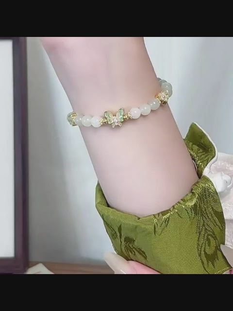 Butterfly Hetian Jade Gradient Bracelet - Calm Mind, Steady Good Fortune