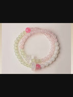 Natural Rose&Clear Quartz Prehnite White Agate Bracelet - Tranquility and Strength
