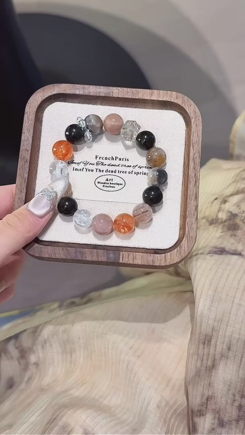 Red‑Black Multi‑Gemstone Bracelet-Stress Release