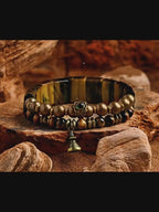 Bracelet en pierre naturelle œil de tigre, style rétro, multi-tours, empilable, pour homme