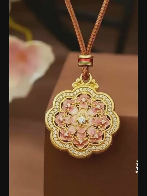 Pink Lotus S999 Necklace - Peace, Joy and Thriving Fortune