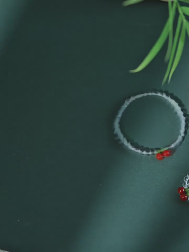 Natural White Crystal Cherry Bracelet Necklace Set – Soothe Emotions, Cleanse Aura