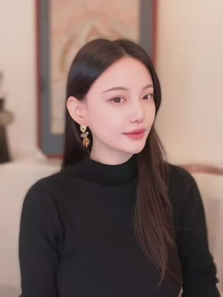 Boucles d'oreilles pendantes en citrine naturelle
