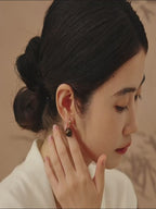 Boucles d'oreilles Œil de Tigre Naturel, Style Minimaliste Vintage - Attire la Richesse