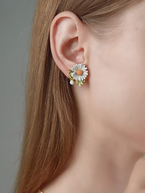 Boucles d'oreilles clous tournesol