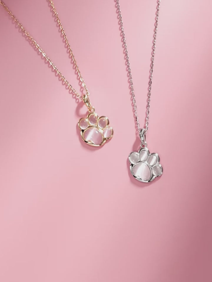 Dainty Rose‑Gold Cat‑Paw Necklace/Earrings Set - Cat‑Paw Protection