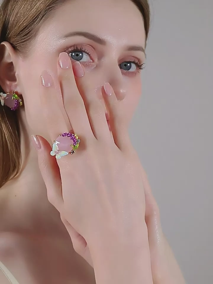 Bague Papillon de Rêve en Pierre Précieuse Lavande - Bague Calme