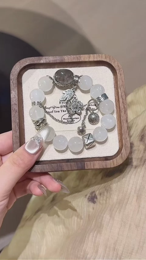 White Phantom Quartz Box‑Shape Bracelet - Shield Against Negativity