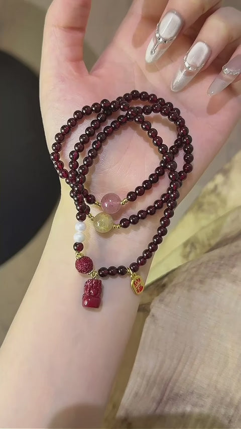 Garnet Multi‑Loop Bracelet-Feminine Vibration