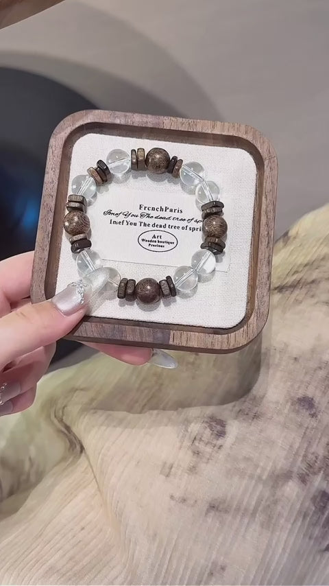 Clear Quartz & Agarwood Bracelet-Sleep Support & Balance