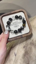 Silver Obsidian, Clear Quartz & Tiger’s Eye Bracelet - Goal Focus