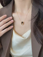 Natural Tiger Eye Stone Necklace, Versatile & Edgy Sweater Chain, Light Luxury Style