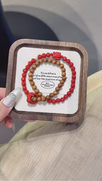 Cinnabar & Old‑Sandalwood Multi‑Loop Bracelet-Inner Balance