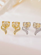 Boucles d'oreilles clous renard en citrine naturelle