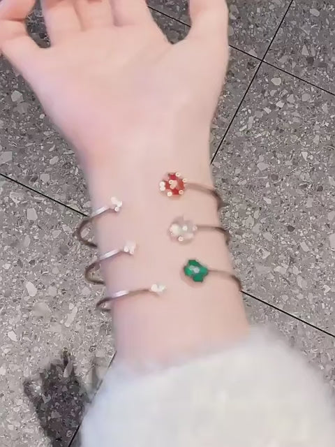 Lucky Four-Leaf Clover Open Cuff Bracelet - Meet You, Meet Luck