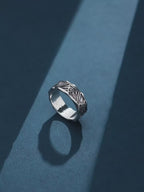 Bague large œil porte-bonheur obsidienne argentée pour homme – Protection et chance