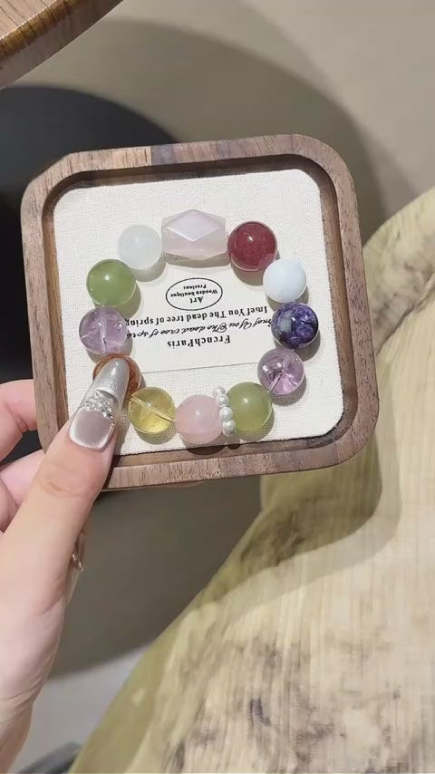 Rose Quartz Freeform Multi-Gem Bracelet-Soothe Anxiety
