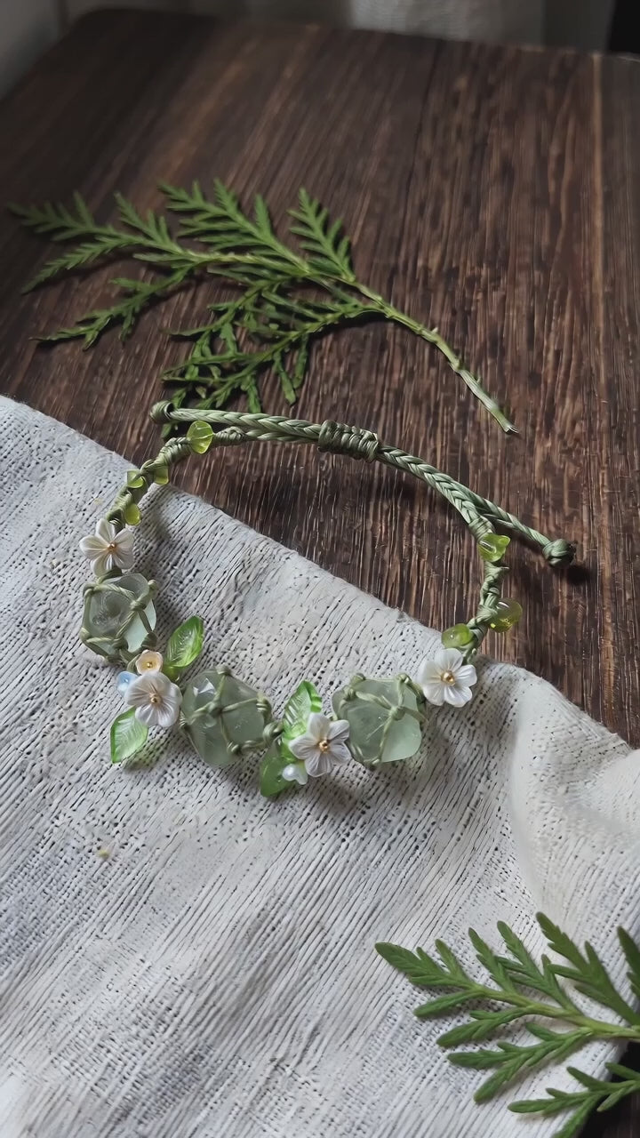 Natural Green Fluorite Braided Bracelet - For Positive Vibes